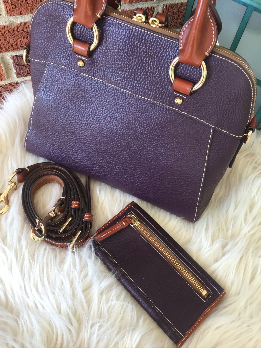 Dooney SET Cameron Satchel & Wallet Plum Wine - Picture 3 of 16